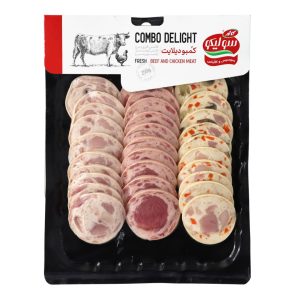 کالباس مخلوط (قارچ و مرغ،گوشت،ژامبون مرغ) 90درصد سولیکو کاله 250گرمی